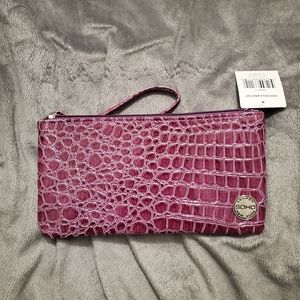 London Soho New York Crocodile Wristlet Maroon